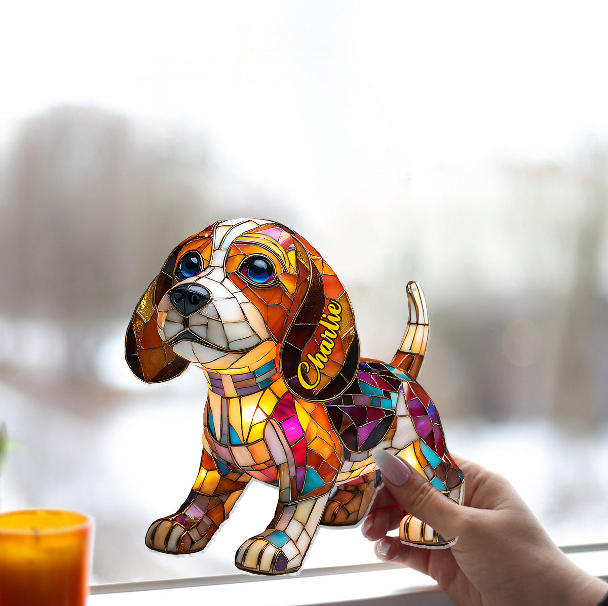 Ich liebe meinen Hund – Personalisierter Hunde-Fensterhänger-Sonnenfänger