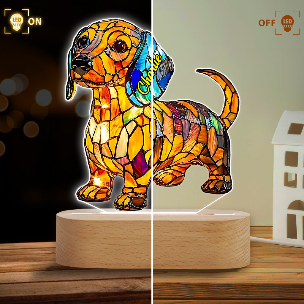 Love My Dog - Personalized Dachshund Shaped Plaque Light Base