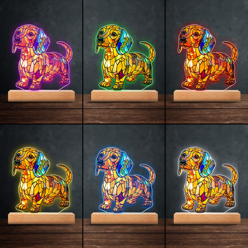 Love My Dog - Personalized Dachshund Shaped Plaque Light Base