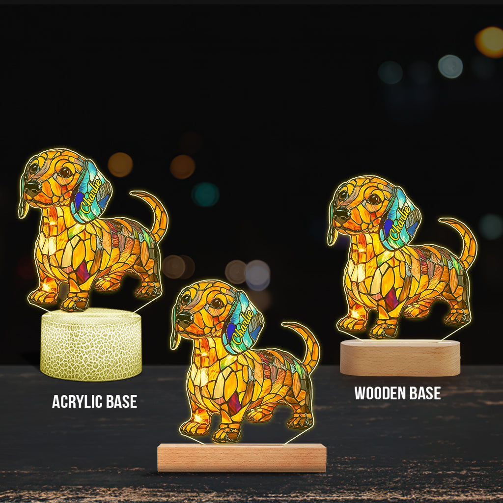 Love My Dog - Personalized Dachshund Shaped Plaque Light Base