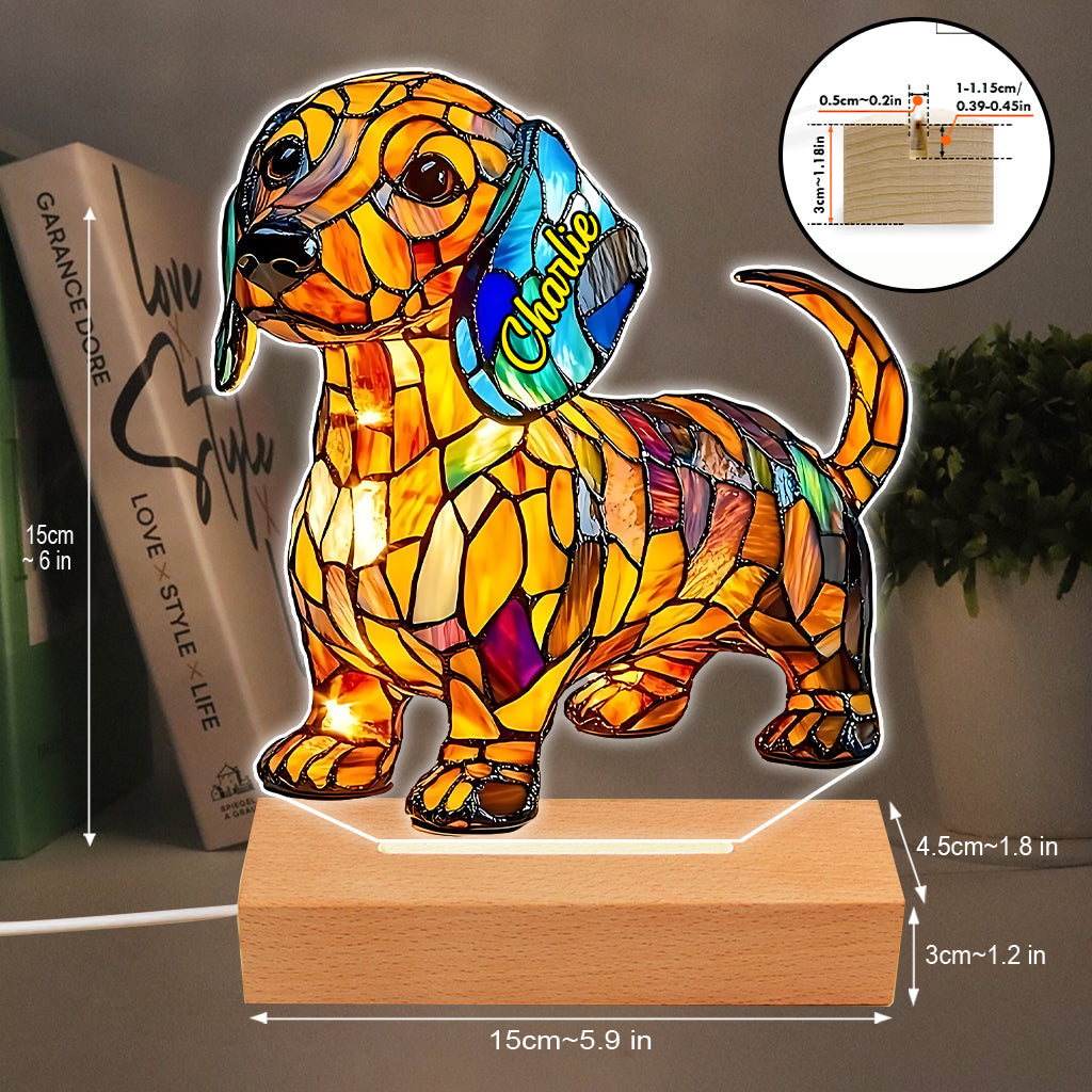Love My Dog - Personalized Dachshund Shaped Plaque Light Base