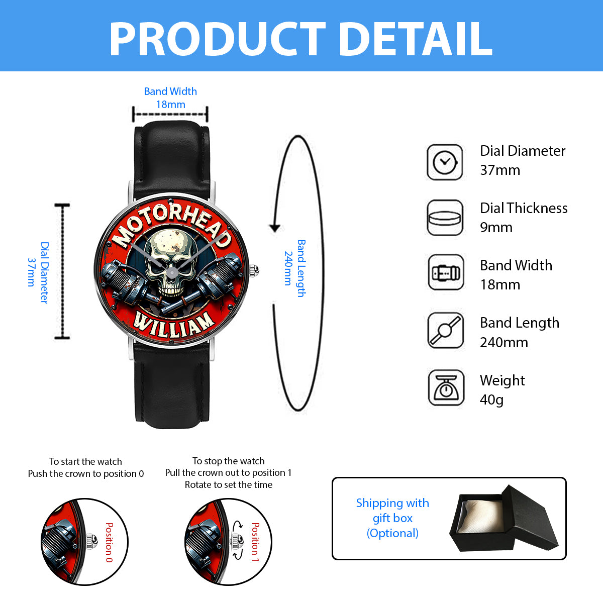 Motor Head - Personalized Biker Hand Watch