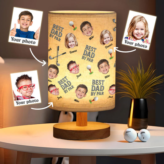 Best Dad By Par – Personalisierte Golf-Tischlampe mit Holzsockel