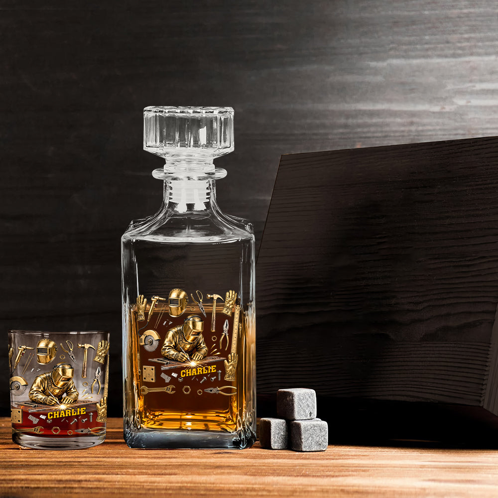 Strong Welder - Personalized Welder Whiskey Decanter Set