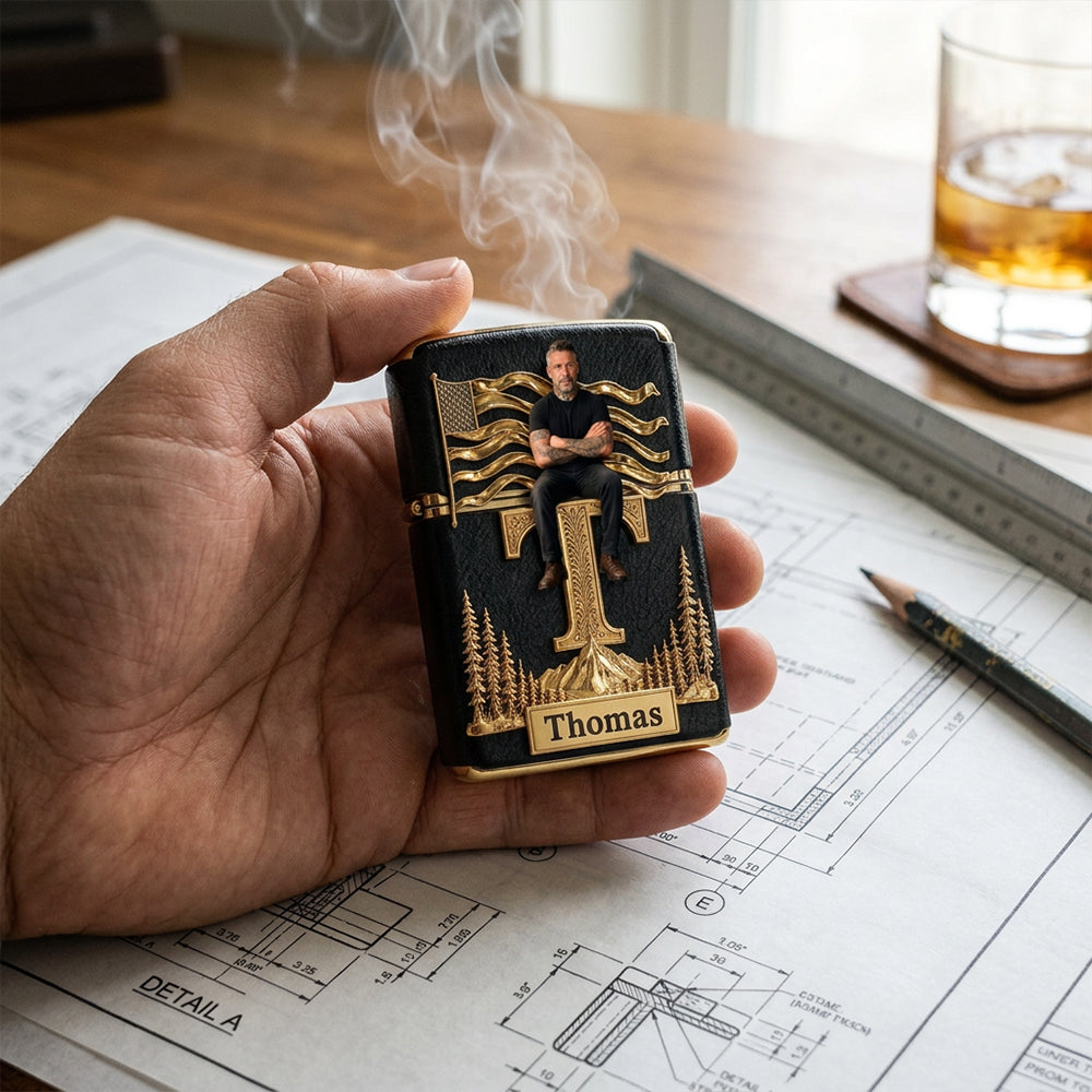 Custom Any Photo, Monogram Letter - Personalized Real Men Lighter