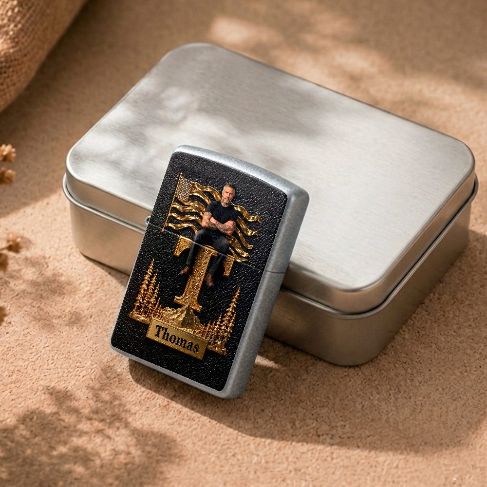 Custom Any Photo, Monogram Letter - Personalized Real Men Lighter