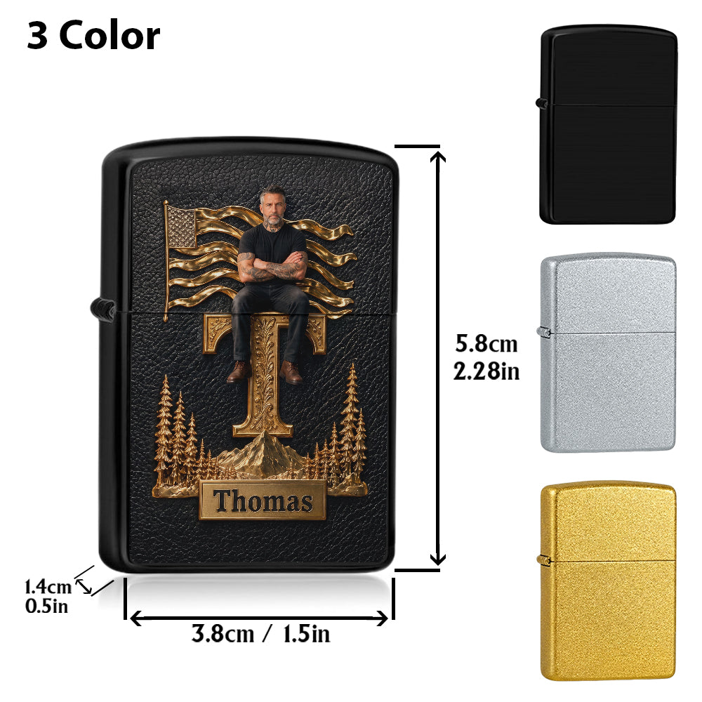 Custom Any Photo, Monogram Letter - Personalized Real Men Lighter