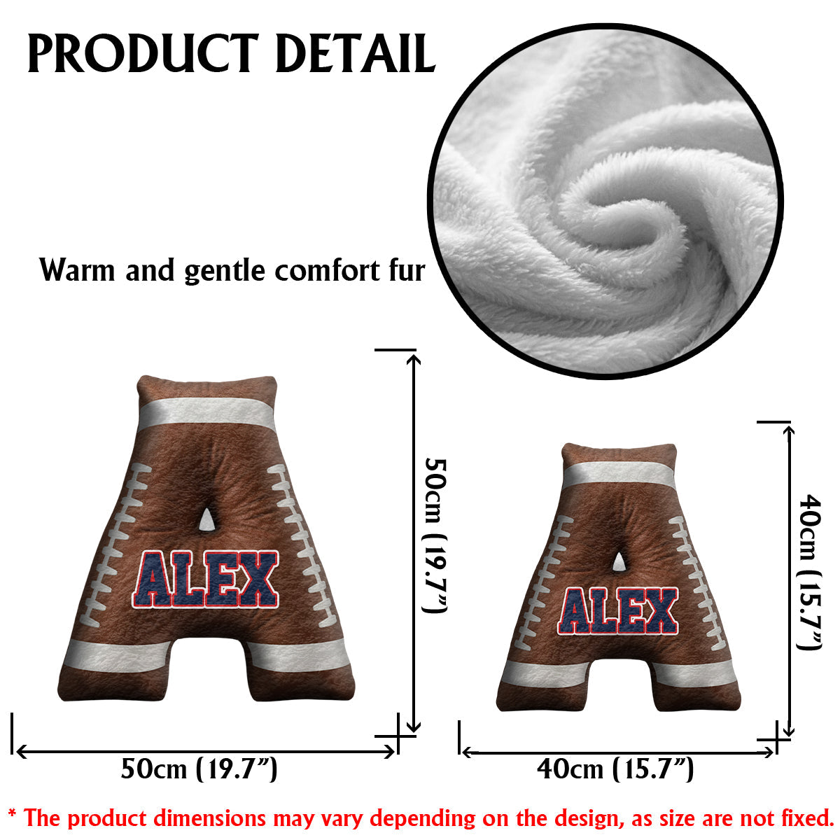 Personalisiertes Kissen in Fußballform aus Kunstfell mit Fußball-Initialen