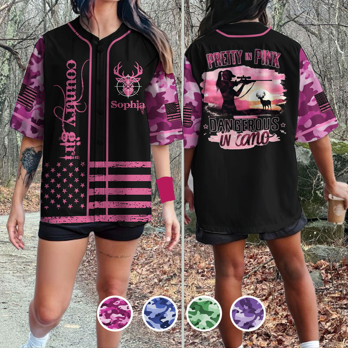 Country Girl - Personalisiertes Jagd-Baseballtrikot