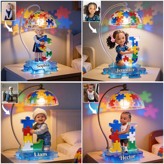 Autism Letter - Personalized Autism Awareness Acrylic LED Night Light