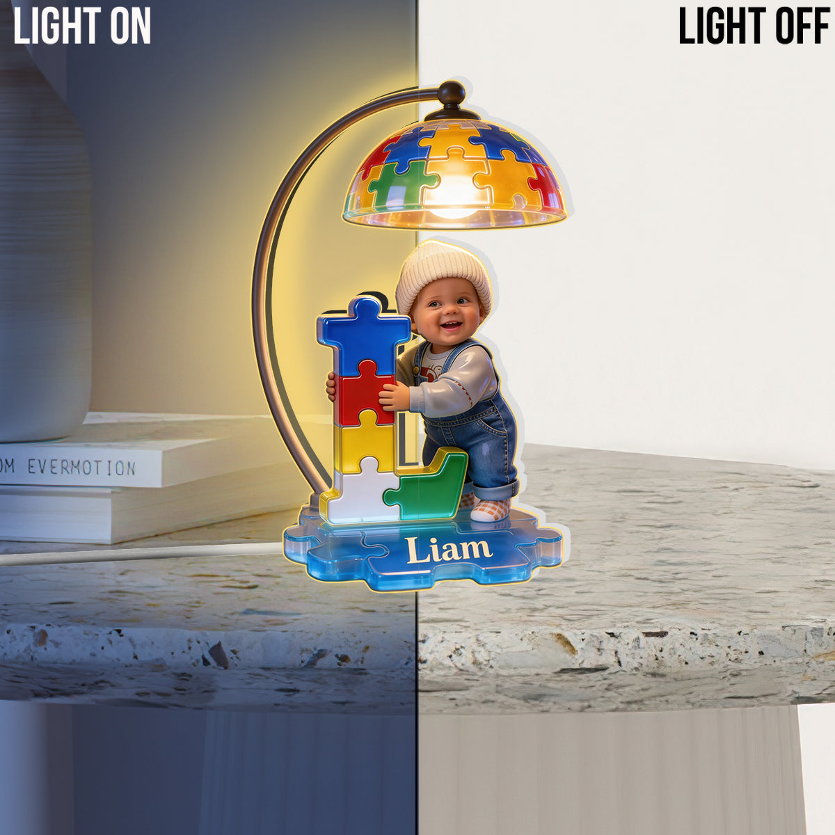 Autism Letter - Personalized Autism Awareness Acrylic LED Night Light