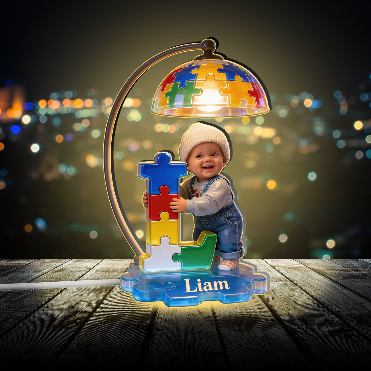 Autism Letter - Personalized Autism Awareness Acrylic LED Night Light