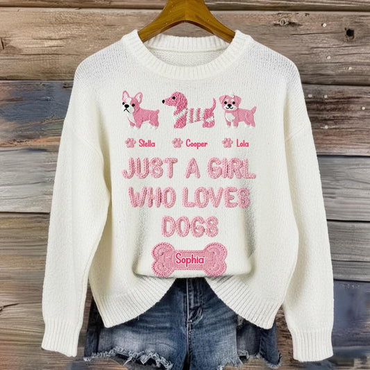 Einfach ein Mädchen, das Hunde liebt – personalisiertes T-Shirt mit Hundemotiv