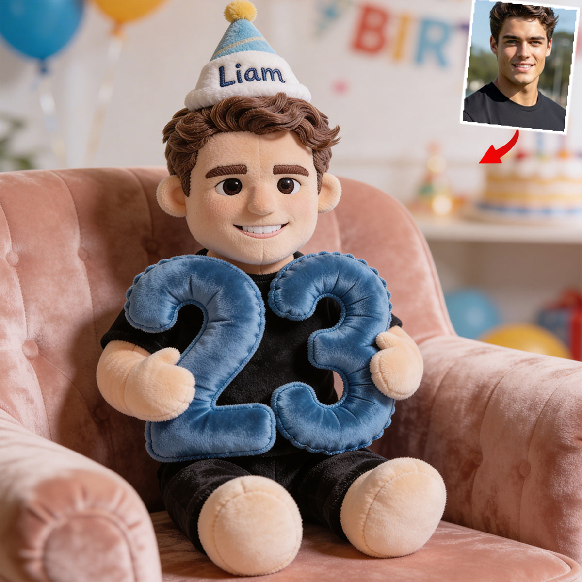 Age Birthday Plush Doll - Personalized Birthday Premium Faux Fur Pillow