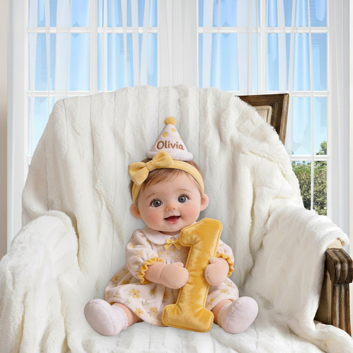 Age Birthday Plush Doll - Personalized Birthday Premium Faux Fur Pillow