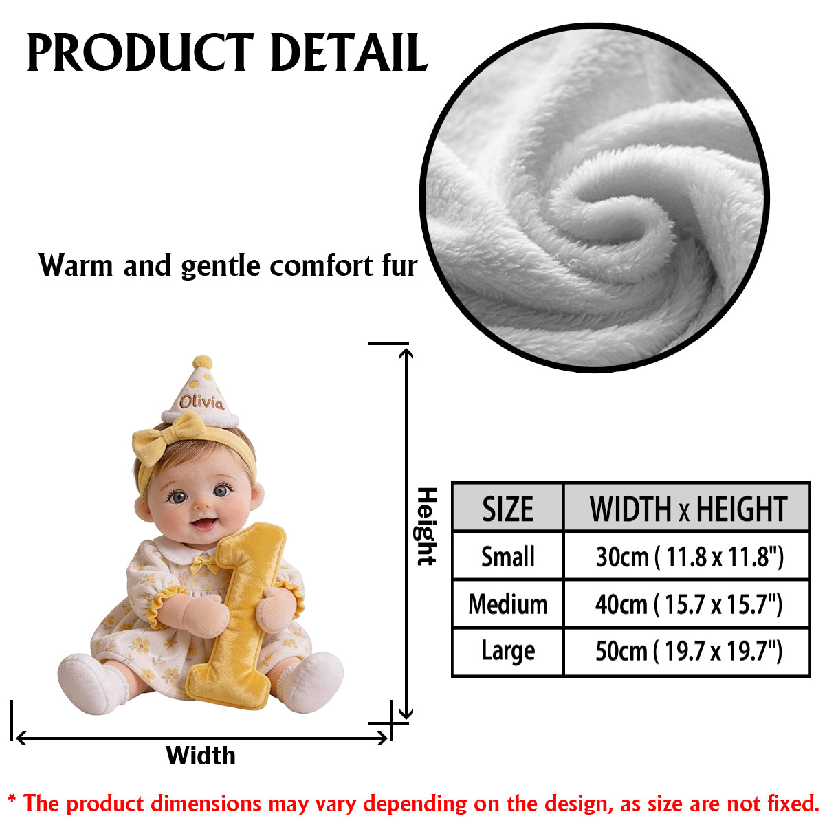 Age Birthday Plush Doll - Personalized Birthday Premium Faux Fur Pillow