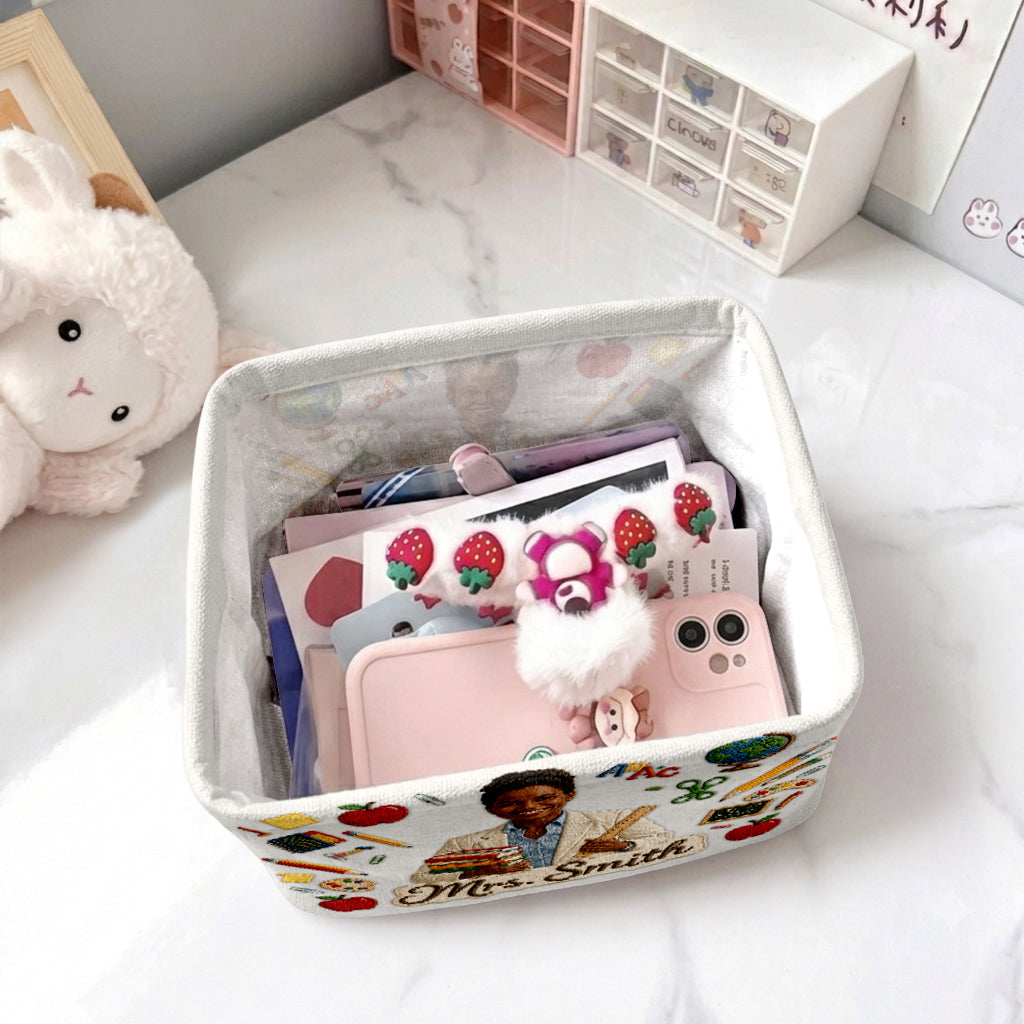 Teacher Appreciation Organizer, Back to School, Classroom Gift - Personalized Teacher Rectangle Storage Basket