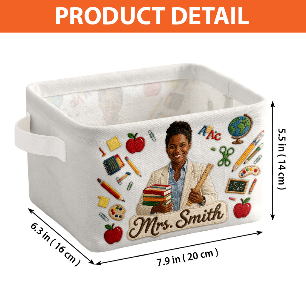 Teacher Appreciation Organizer, Back to School, Classroom Gift - Personalized Teacher Rectangle Storage Basket