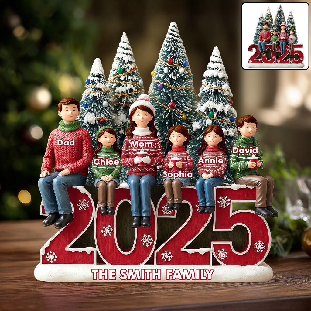 Frohe Weihnachten – Personalisierte Acrylplakette in individueller Familienform