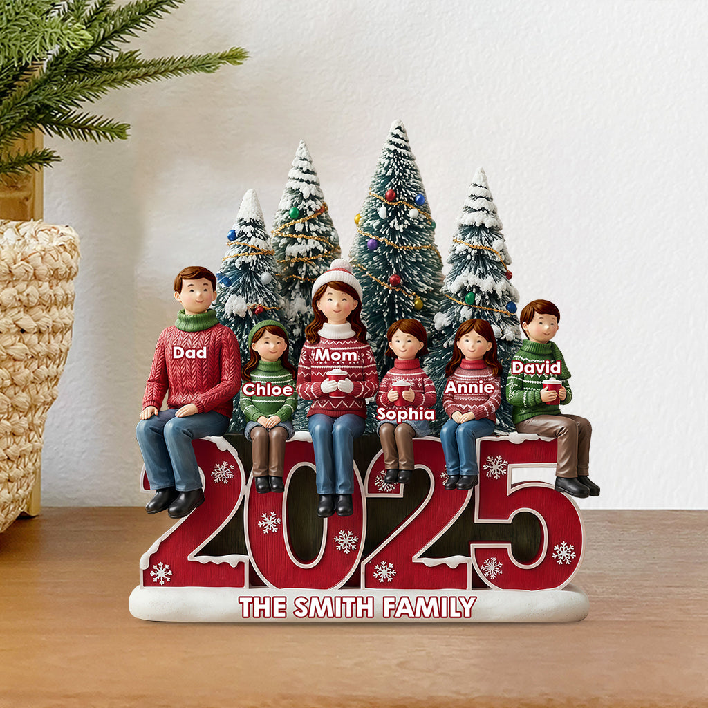 Frohe Weihnachten – Personalisierte Acrylplakette in individueller Familienform
