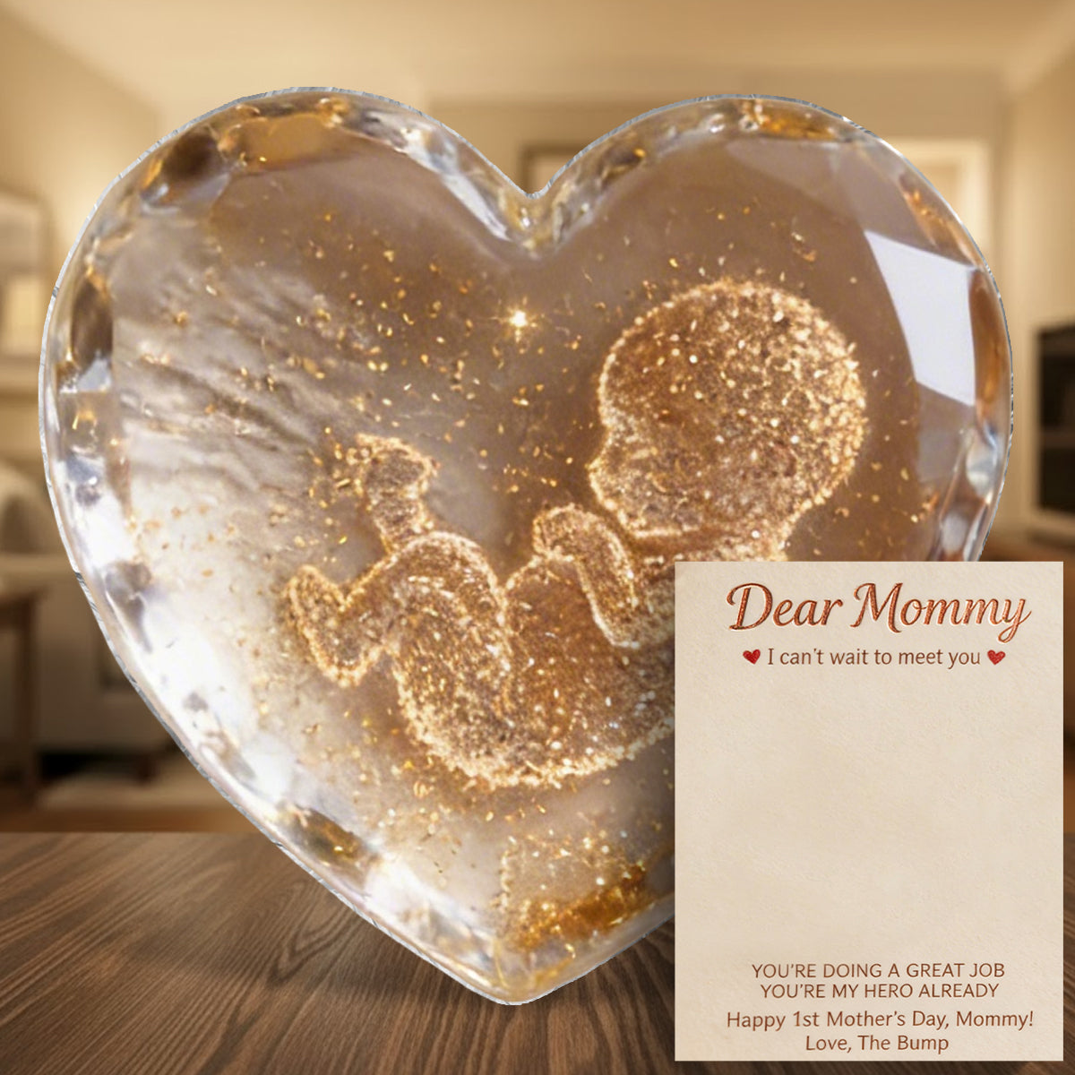 Baby Bump Crystal Pocket Hug - Personalized Pregnancy Pocket Hug Card