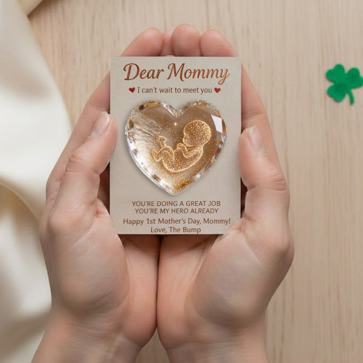 Baby Bump Crystal Pocket Hug - Personalized Pregnancy Pocket Hug Card