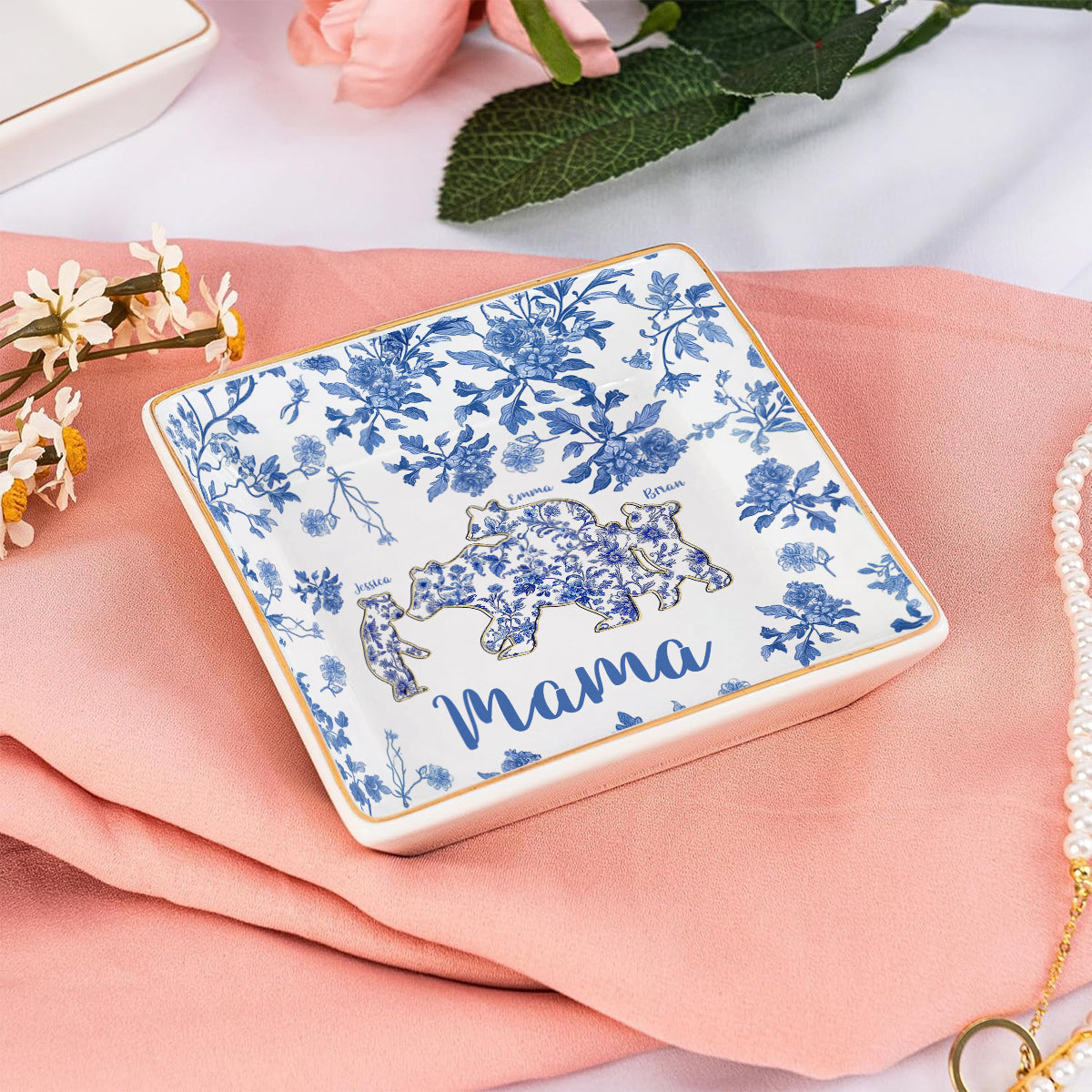 Mama Bär – Personalisierte Schmuckschale für Mütter mit Volldruck