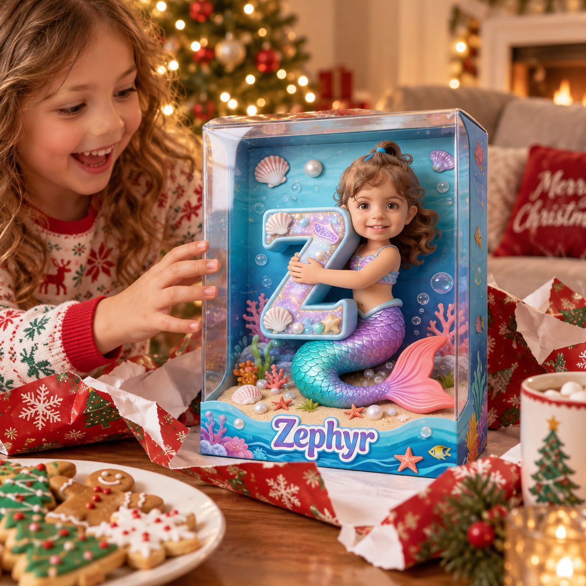 Mermaid Alphabet Letter & Custom Photo - Personalized Kid Acrylic Display Box