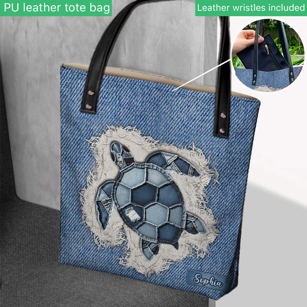 Blaue Schildkröte – Personalisierte Schildkröten-Tragetasche