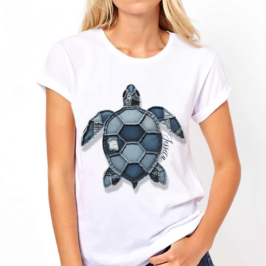 Blaue Schildkröte – Personalisiertes Schildkröten-T-Shirt und Hoodie