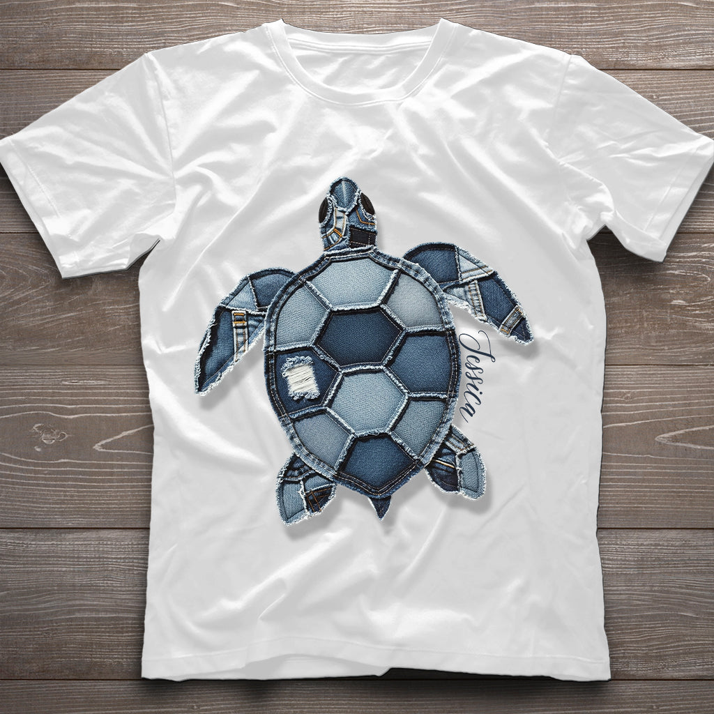 Blaue Schildkröte – Personalisiertes Schildkröten-T-Shirt und Hoodie