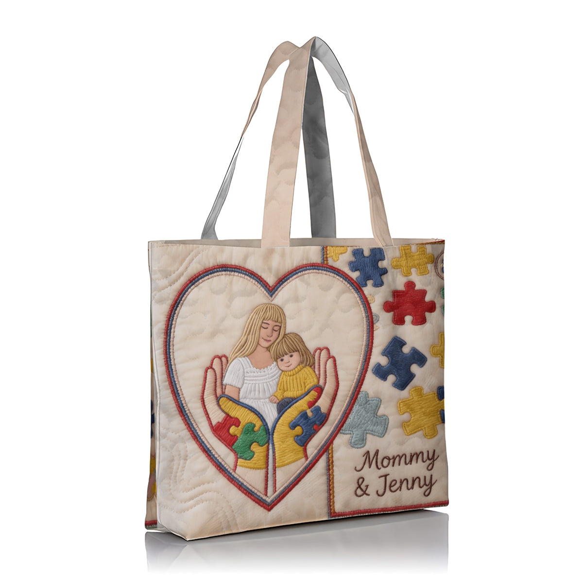 Autism Mom - Personalized Autism Awareness Quilted Tote Bag