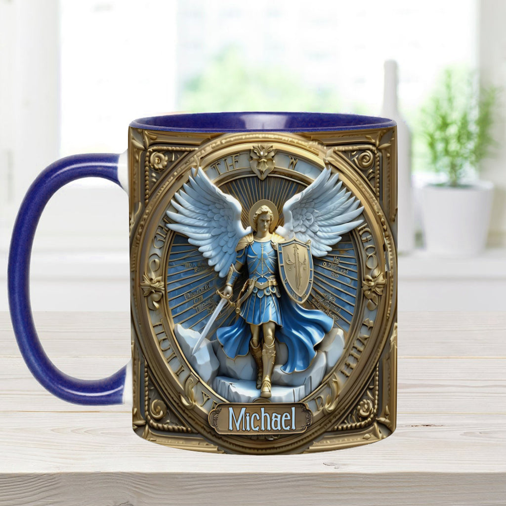 Goldene Flügel & Schwert Erzengel Michael - Personalisierte Tasse mit christlichem Akzent