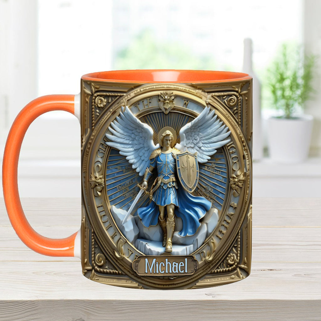 Goldene Flügel & Schwert Erzengel Michael - Personalisierte Tasse mit christlichem Akzent