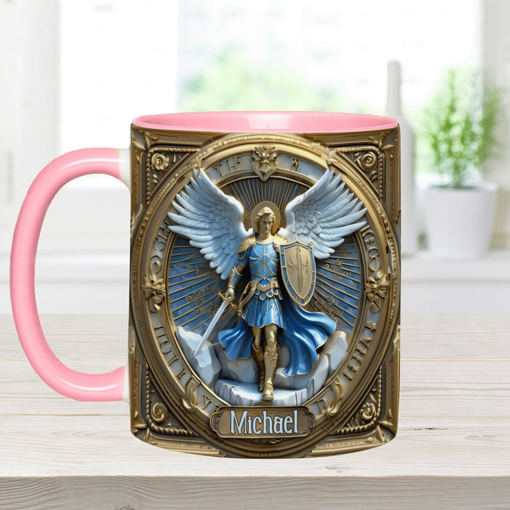 Goldene Flügel & Schwert Erzengel Michael - Personalisierte Tasse mit christlichem Akzent