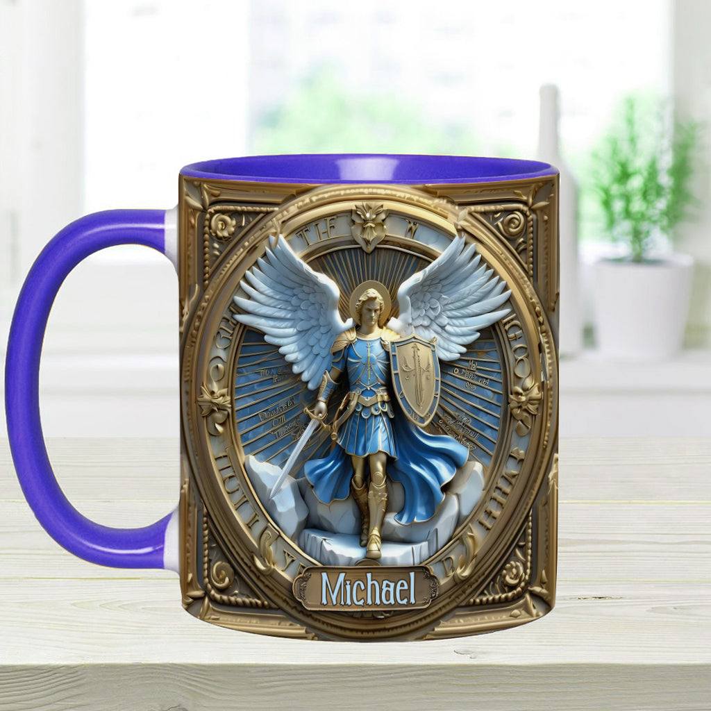 Goldene Flügel & Schwert Erzengel Michael - Personalisierte Tasse mit christlichem Akzent