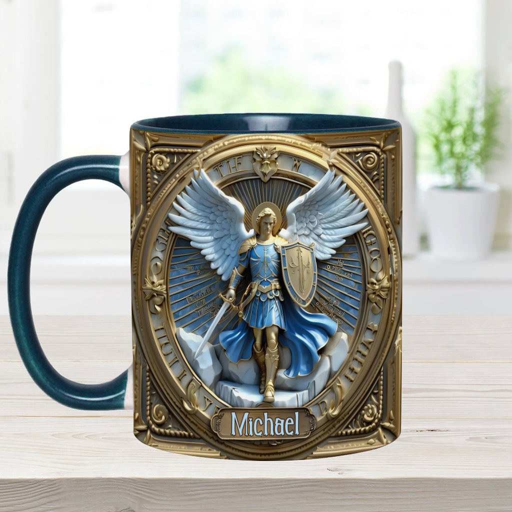 Goldene Flügel & Schwert Erzengel Michael - Personalisierte Tasse mit christlichem Akzent