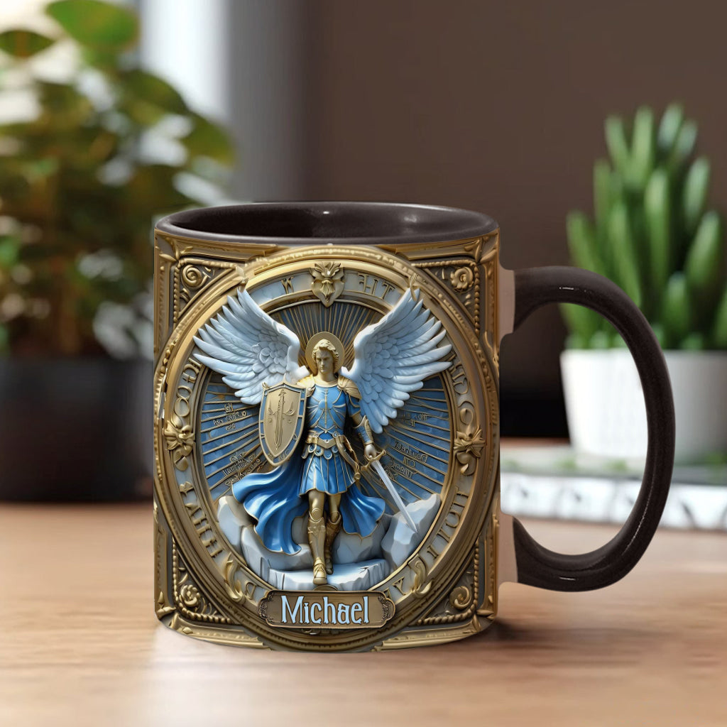 Goldene Flügel & Schwert Erzengel Michael - Personalisierte Tasse mit christlichem Akzent