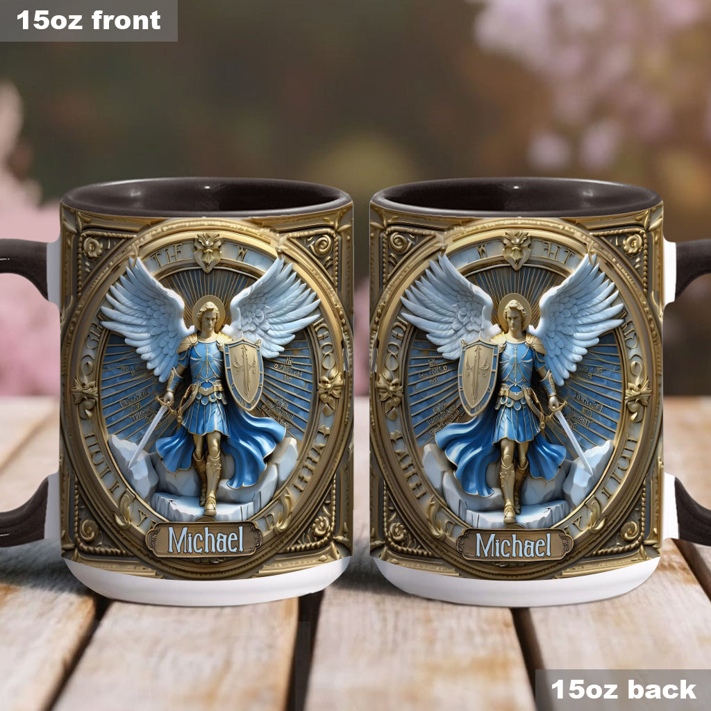 Goldene Flügel & Schwert Erzengel Michael - Personalisierte Tasse mit christlichem Akzent