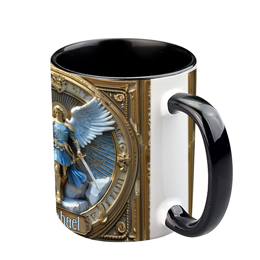 Goldene Flügel & Schwert Erzengel Michael - Personalisierte Tasse mit christlichem Akzent