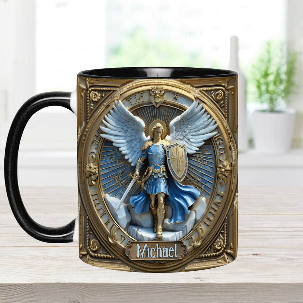 Goldene Flügel & Schwert Erzengel Michael - Personalisierte Tasse mit christlichem Akzent