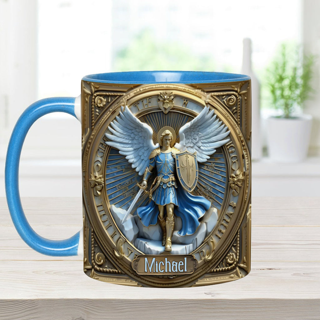 Goldene Flügel & Schwert Erzengel Michael - Personalisierte Tasse mit christlichem Akzent