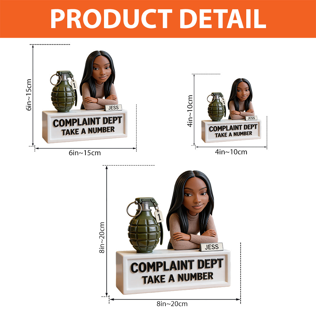 Complaint Dept Take A Number - Personalized Colleague Custom Shaped Acrylic Plaque