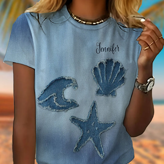 Denim Sea Life - Personalized Sea Lover All Over Shirt