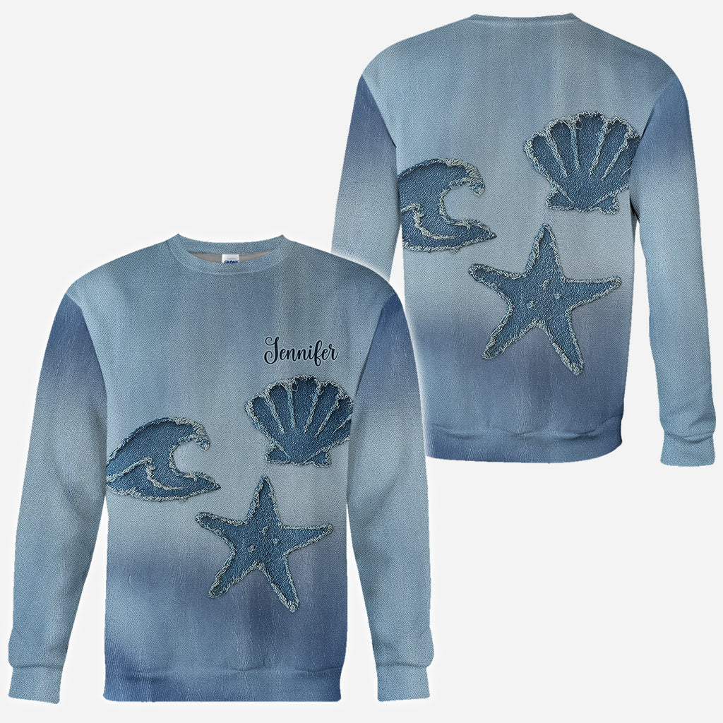 Denim Sea Life - Personalized Sea Lover All Over Shirt