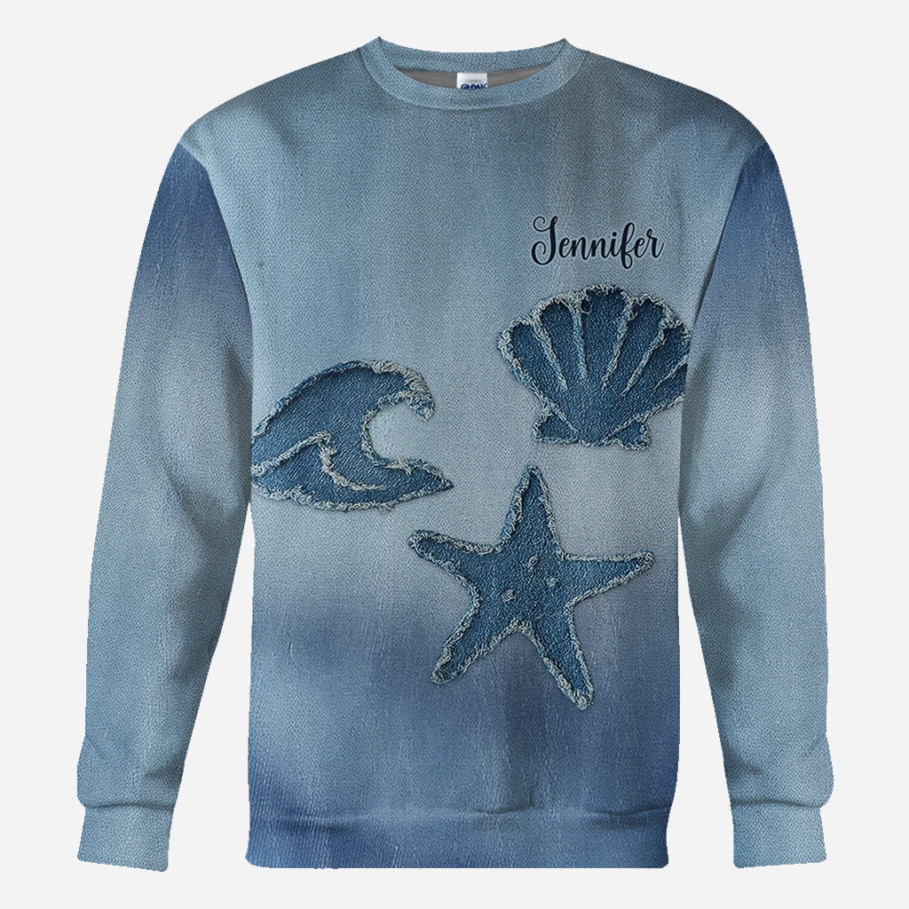 Denim Sea Life - Personalized Sea Lover All Over Shirt