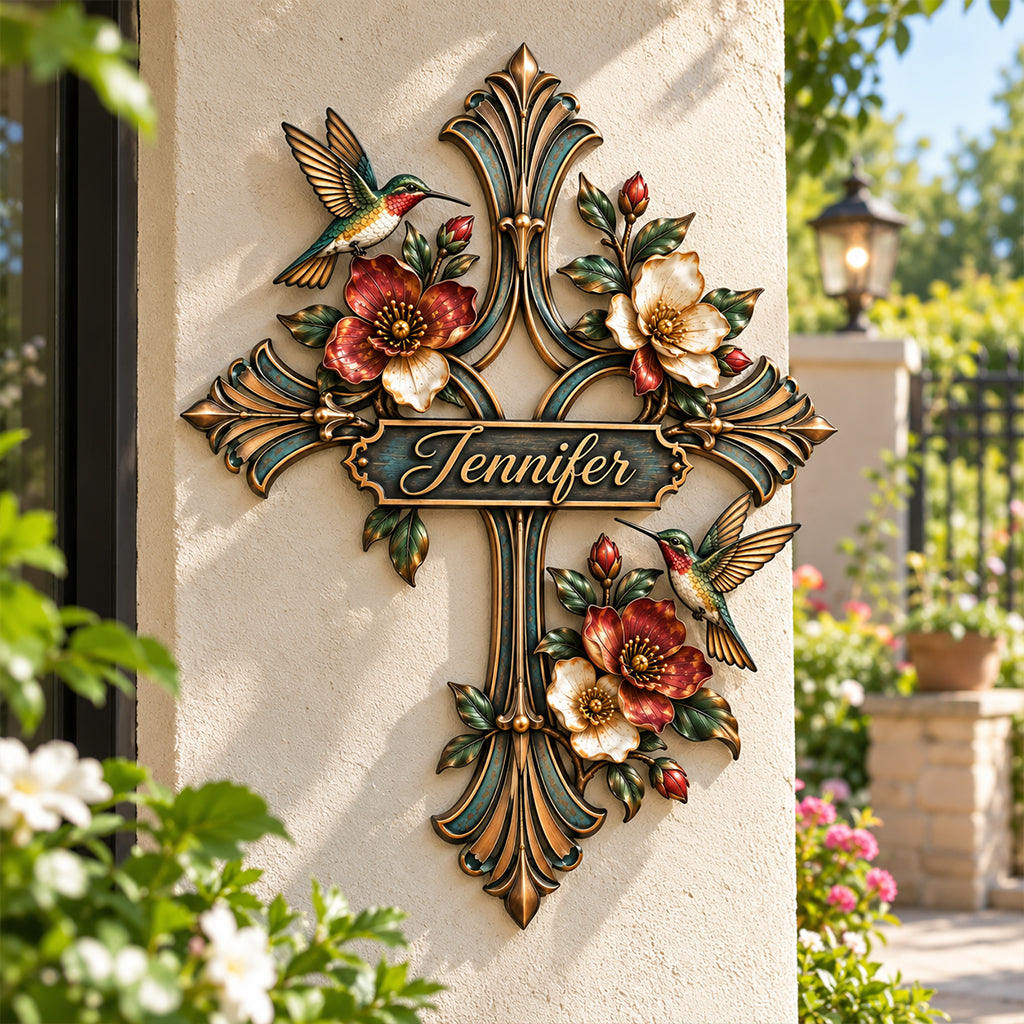 Love Jesus, Love Hummingbird - Personalized Hummingbird 3D Printed Cut Metal Sign