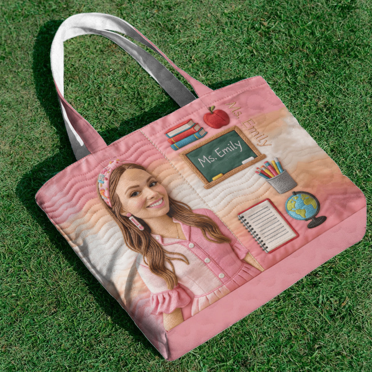 Best Teacher Ever - Personalized Teacher Quilted Tote Bag