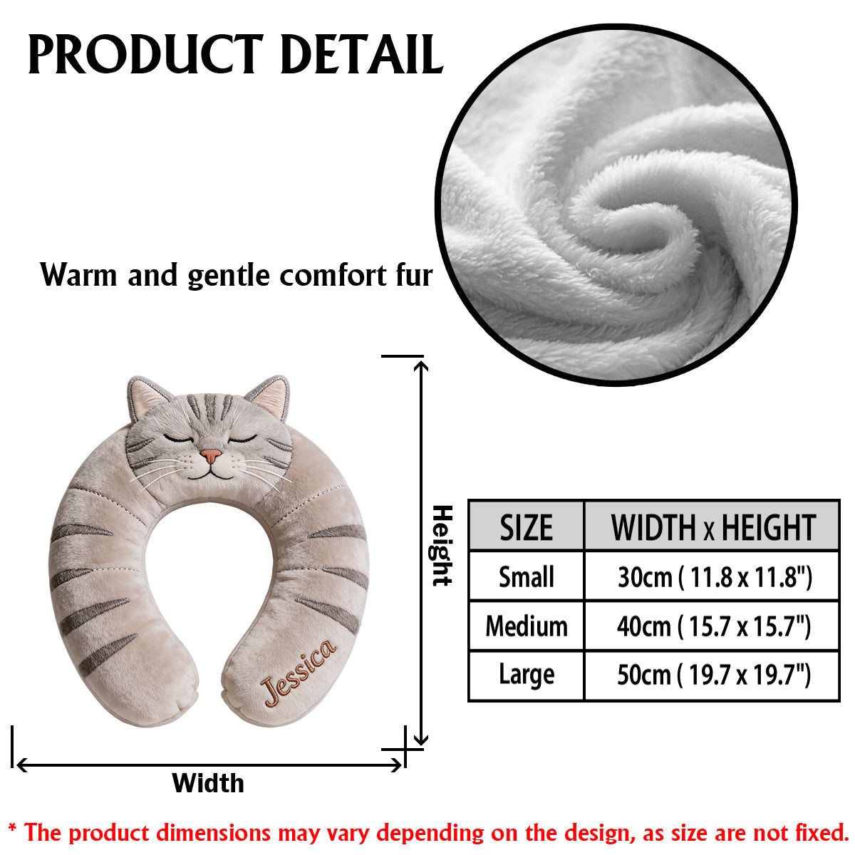 Cute Animal Travel Pillow - Personalized Cat Premium Faux Fur Pillow