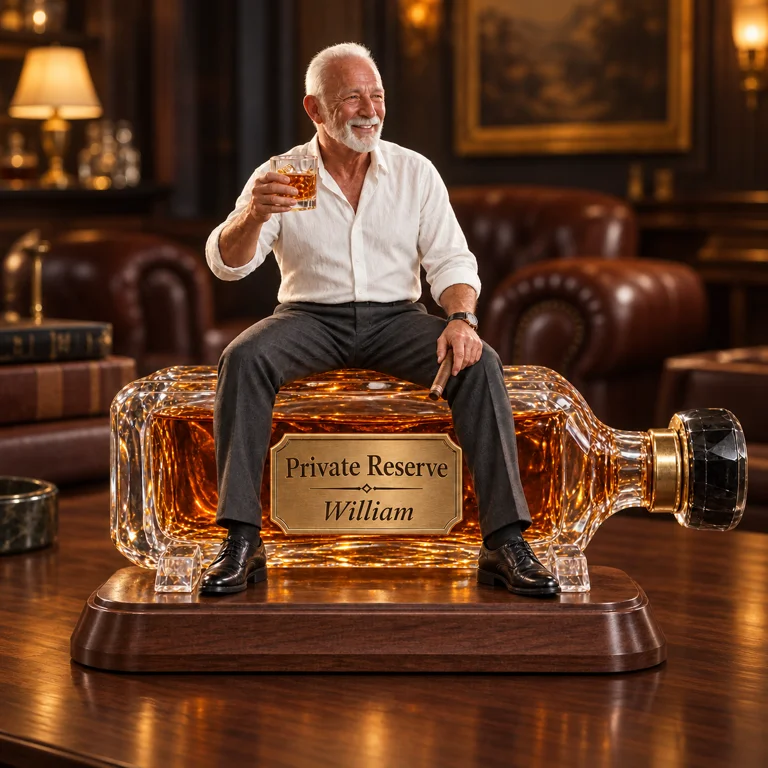 Personalized Whiskey Acrylic Plaque - Custom Photo Bottle Lounge Sculpture